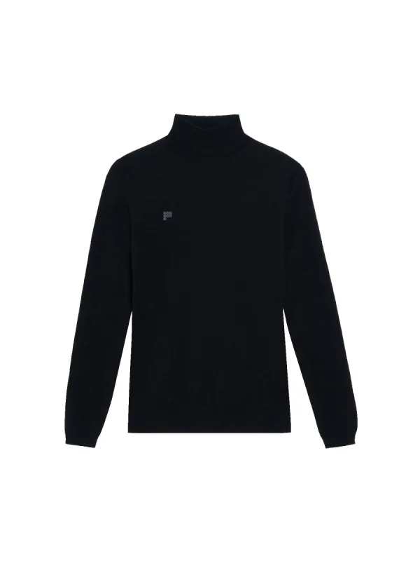Women's Recycled Cashmere Fitted Turtleneck Top—black sold by Pangaia