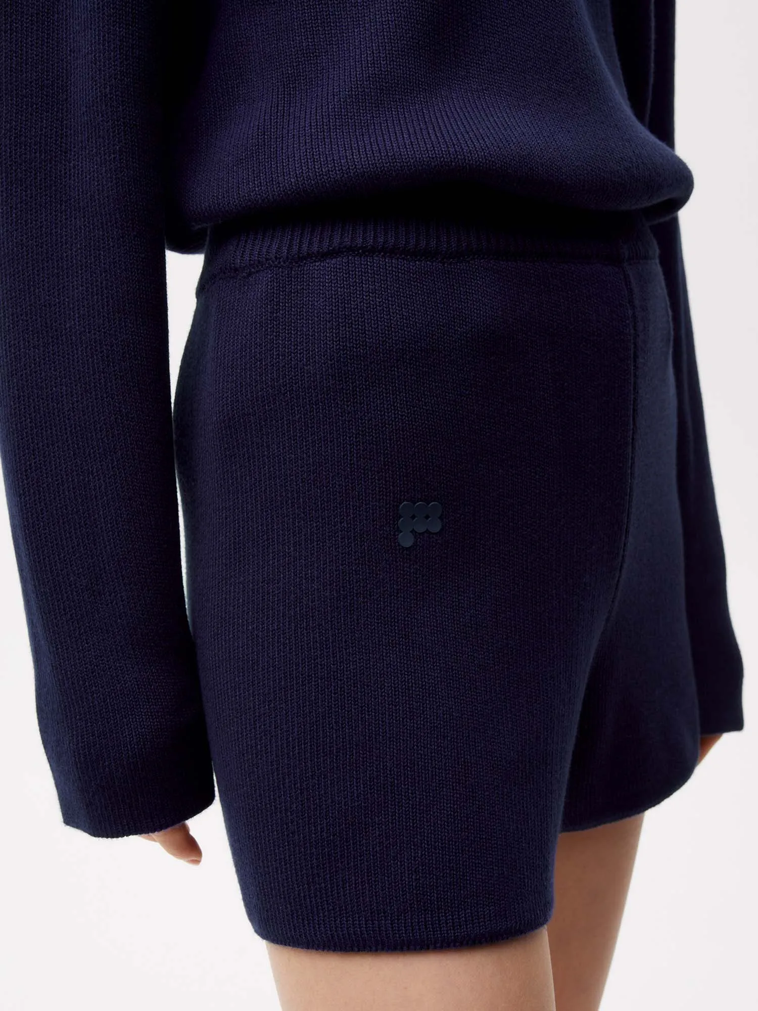 Womens Archive Knit Shorts—navy blue sold by Pangaia product image thumbnail 4