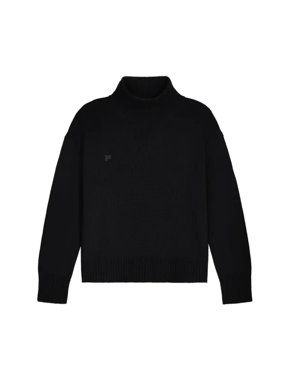Women's Recycled Cashmere Turtleneck Sweater—black sold by Pangaia
