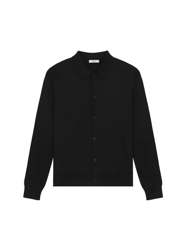 Womens DNA Knitted Collared Shirt—black sold by Pangaia