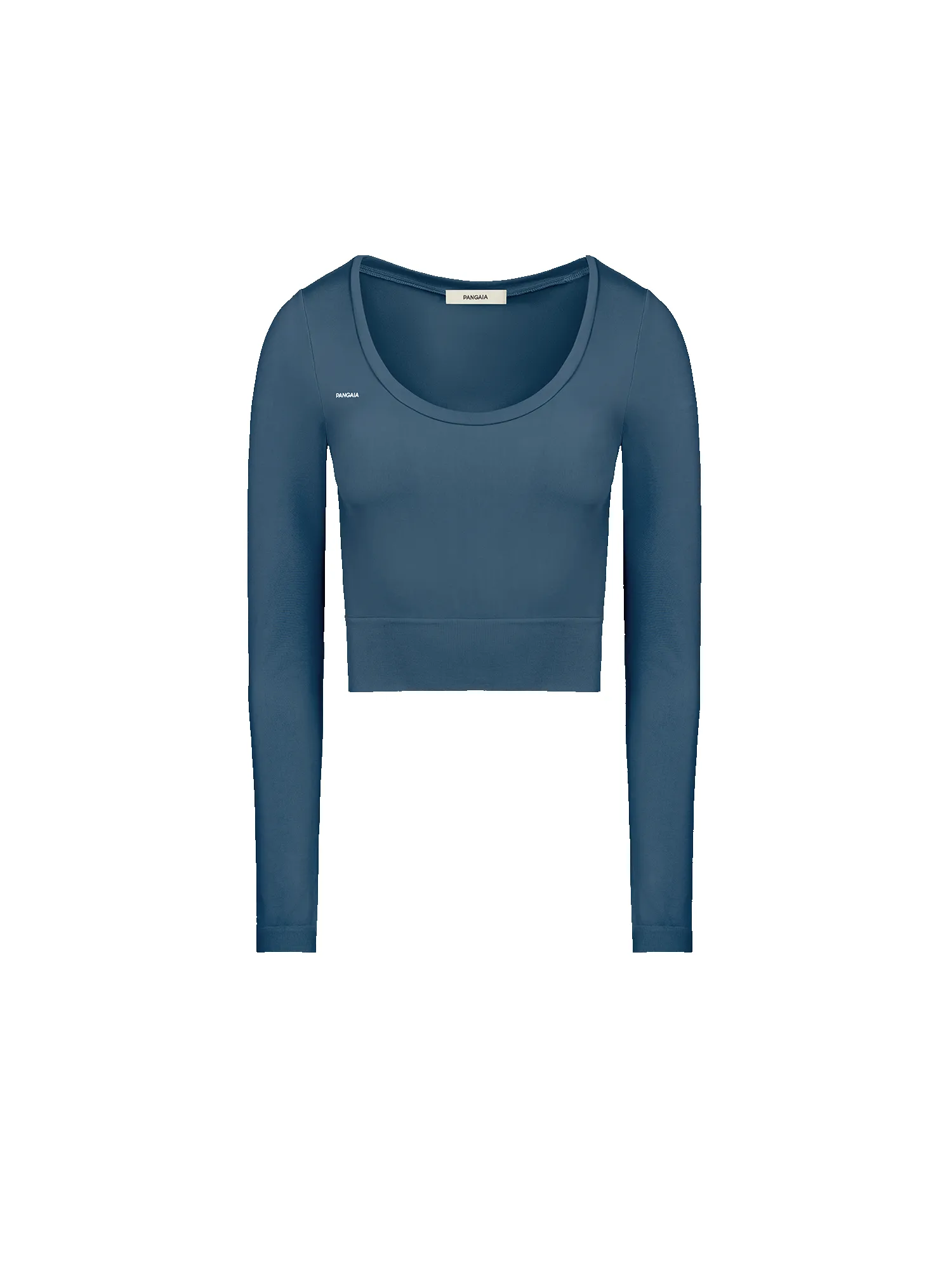 Women's Plant-Stretch Long Sleeve Cropped Top—storm blue sold by Pangaia