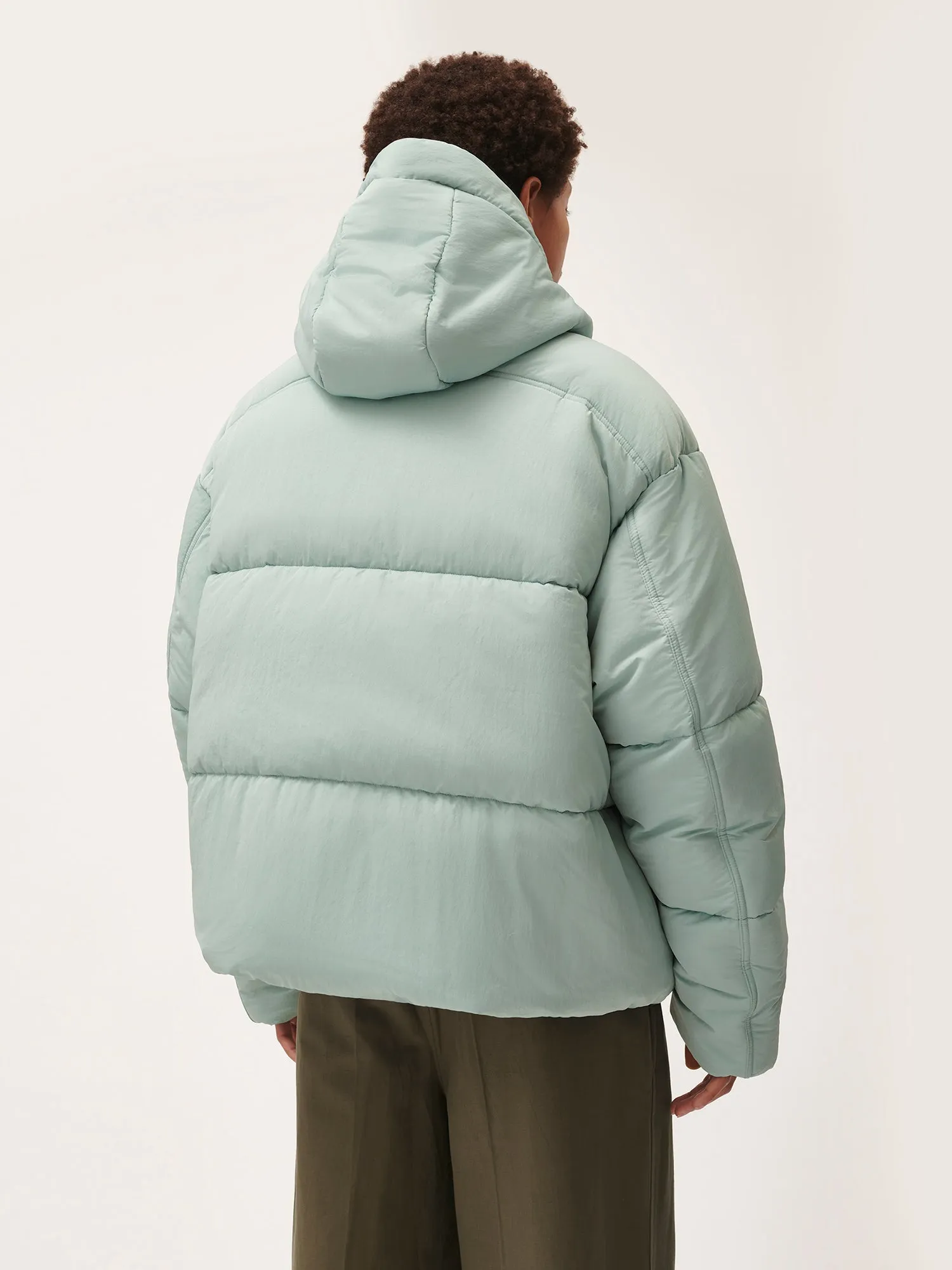 Mens Flower-Warmth Recycled Nylon Puffer—eucalyptus blue sold by Pangaia product image thumbnail 3