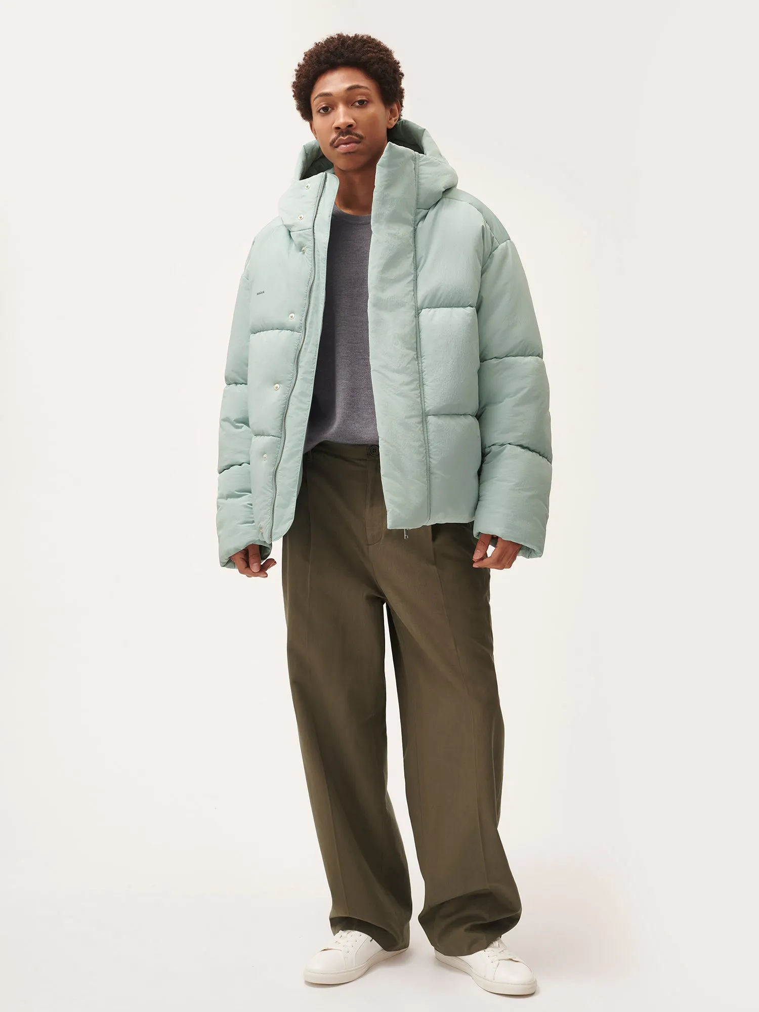 Mens Flower-Warmth Recycled Nylon Puffer—eucalyptus blue sold by Pangaia product image thumbnail 5