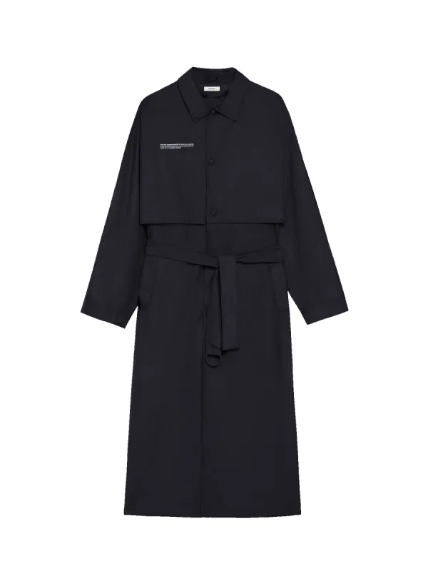 Womens Recycled Nylon Trench Coat—black sold by Pangaia