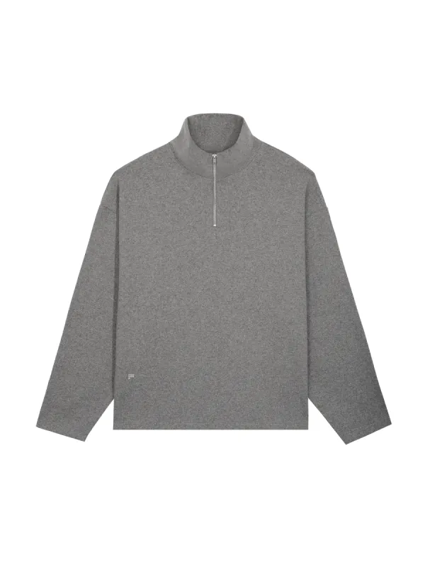 Men's Recycled Wool Jersey Half-Zip Sweater—volcanic grey sold by Pangaia
