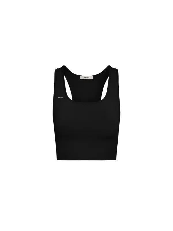 Womens Plant-Stretch Longline Sports Bra—black sold by Pangaia