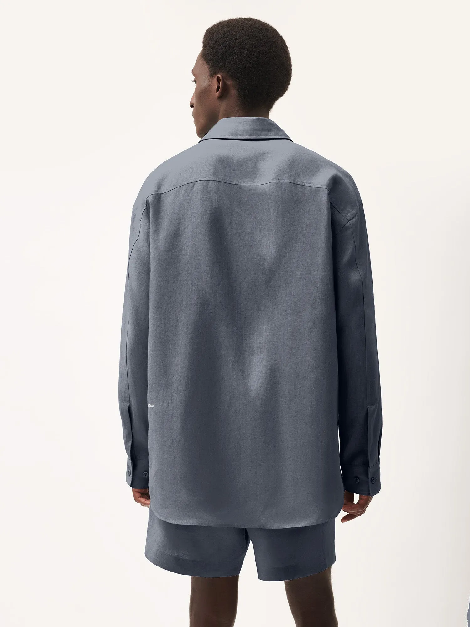 Womens DNA Linen Collared Long Sleeve Shirt—atmosphere grey sold by Pangaia product image thumbnail 4