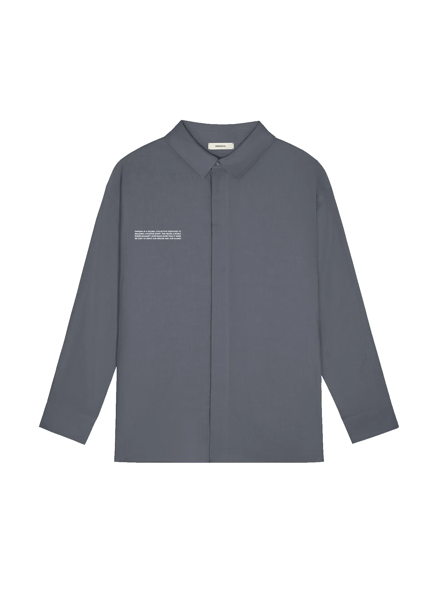Womens DNA Linen Collared Long Sleeve Shirt—atmosphere grey sold by Pangaia