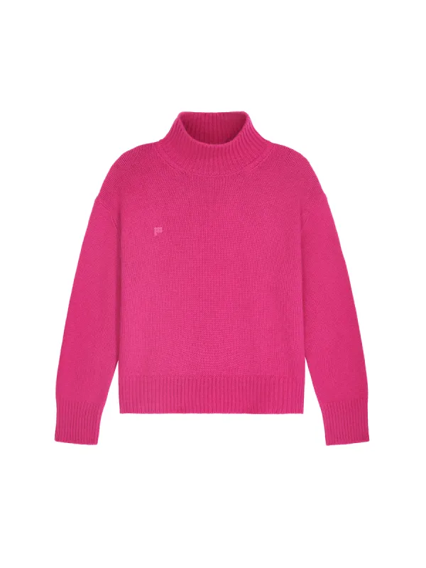 Women's Recycled Cashmere Turtleneck Sweater—tourmaline pink sold by Pangaia