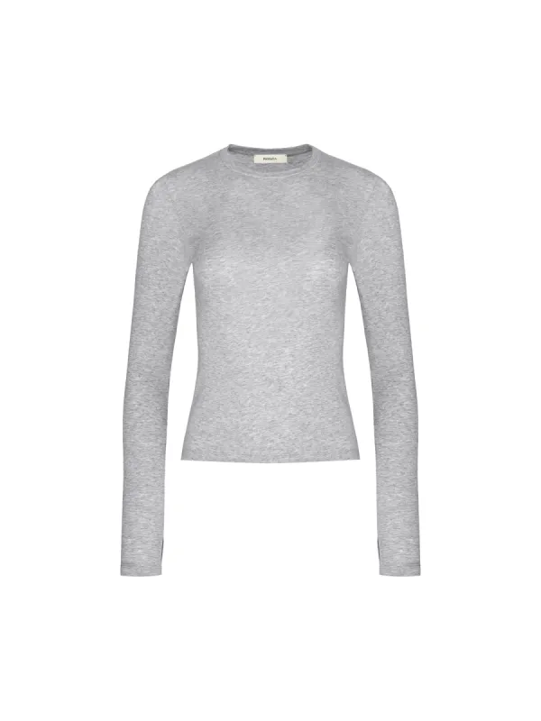 Sale Women's 365 Cotton Stretch Long-Sleeved Top—grey-marl made by Pangaia