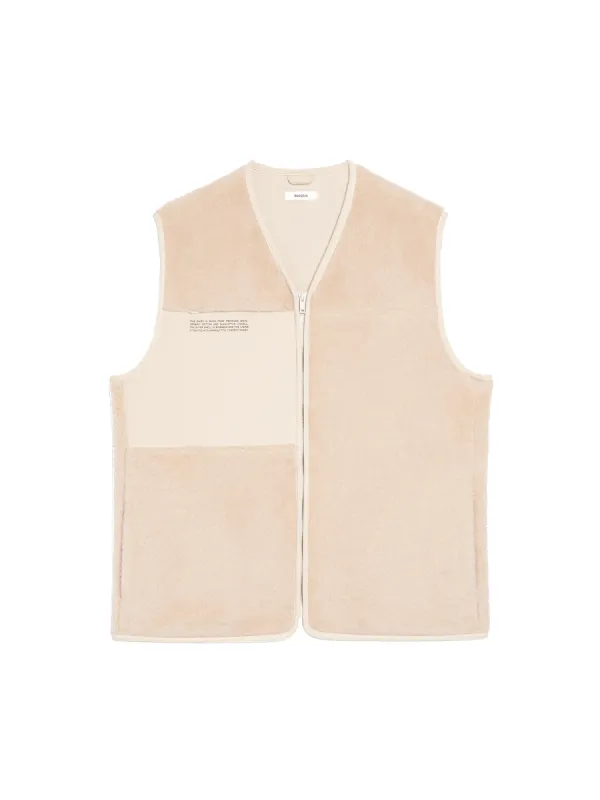 Womens Recycled Wool Fleece Gilet—sand sold by Pangaia