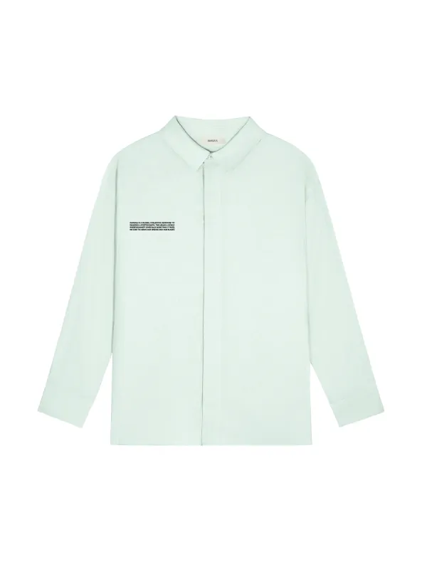 DNA Linen Collared Long Sleeve Shirt—opal green sold by Pangaia
