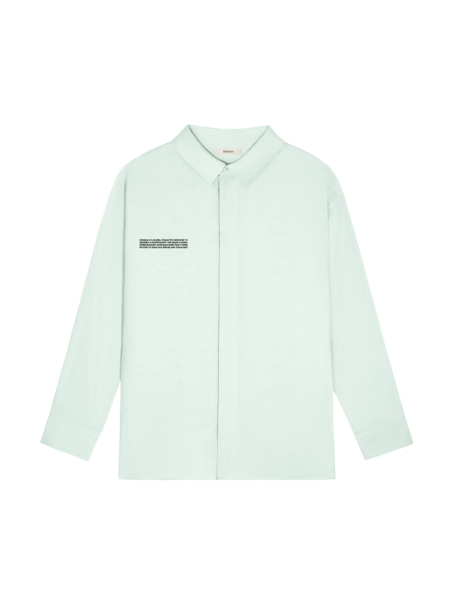 DNA Linen Collared Long Sleeve Shirt—opal green sold by Pangaia