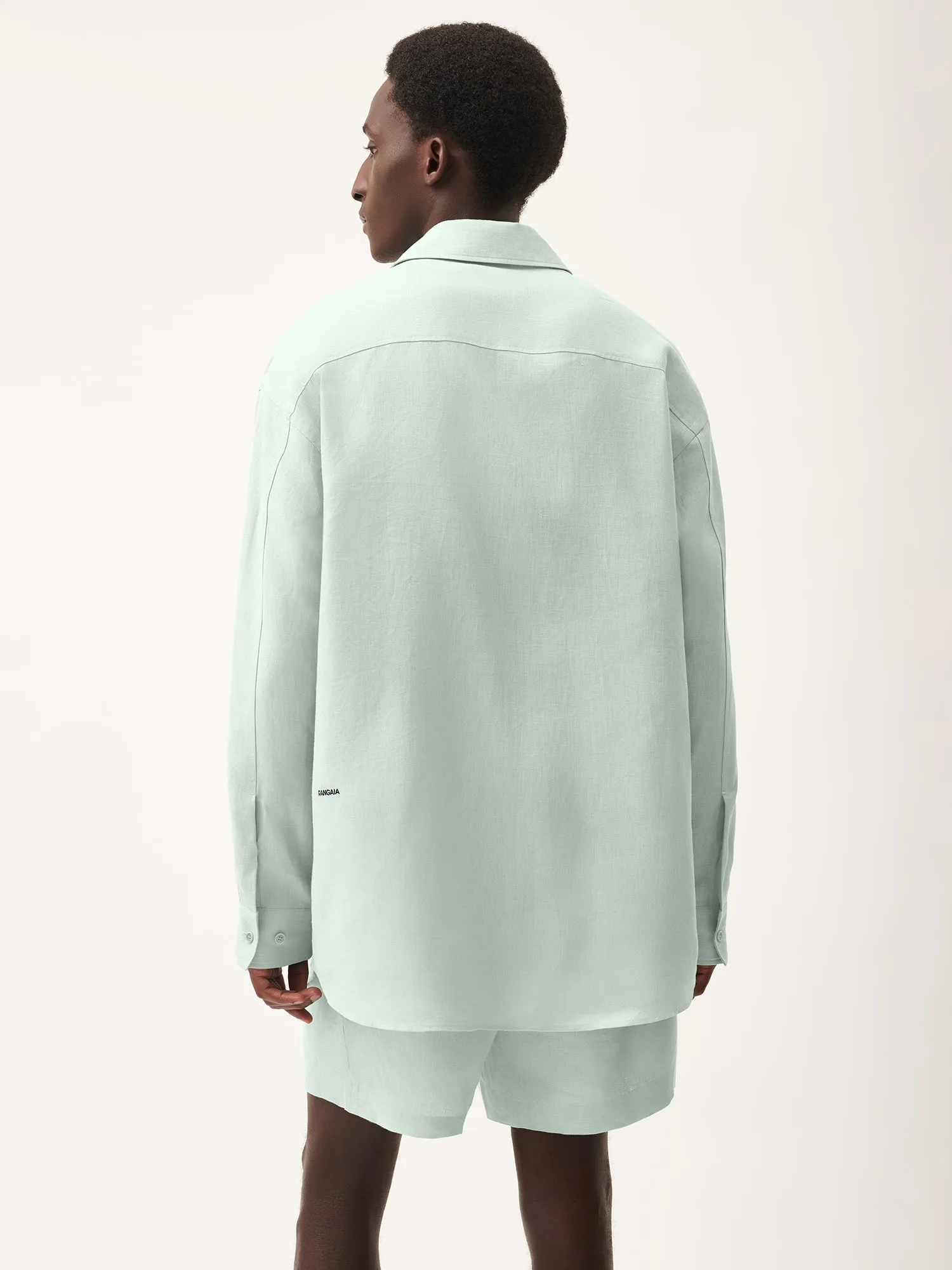 DNA Linen Collared Long Sleeve Shirt—opal green sold by Pangaia product image thumbnail 3