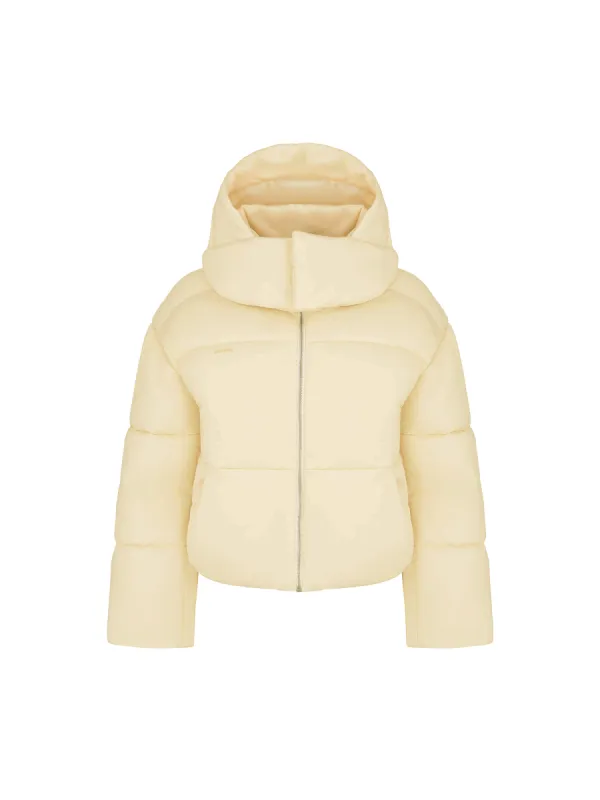 Womens Flower-Warmth Recycled Nylon Cropped Puffer—rind yellow sold by Pangaia