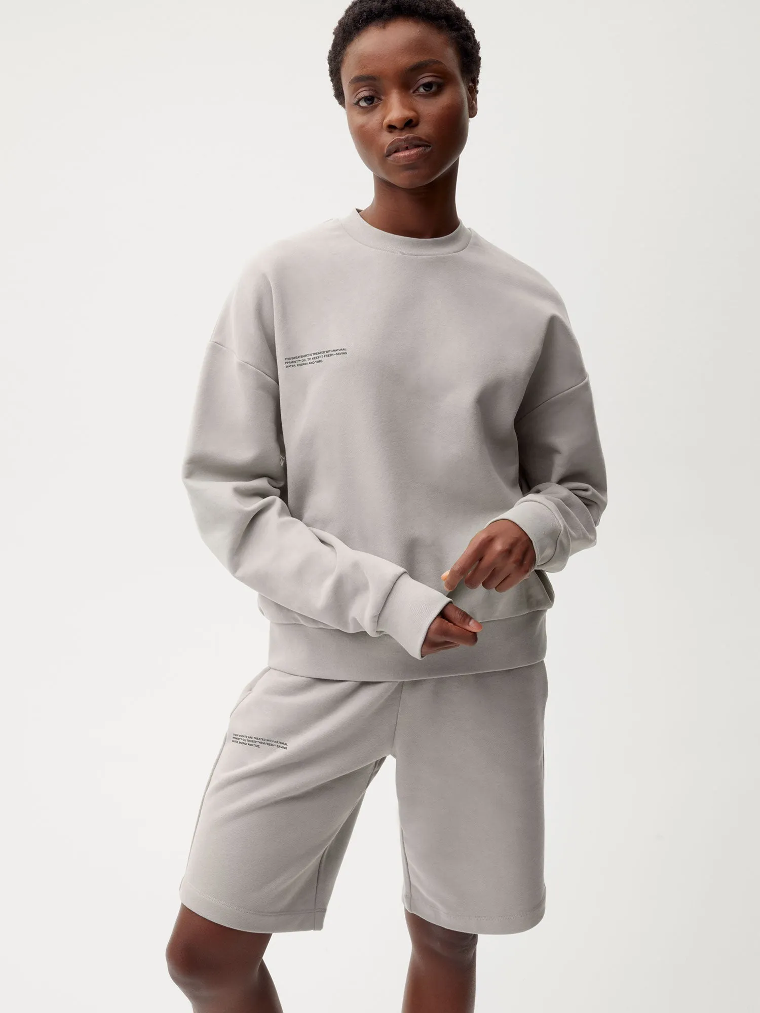 Womens 365 Midweight Long Shorts—stone sold by Pangaia product image thumbnail 2