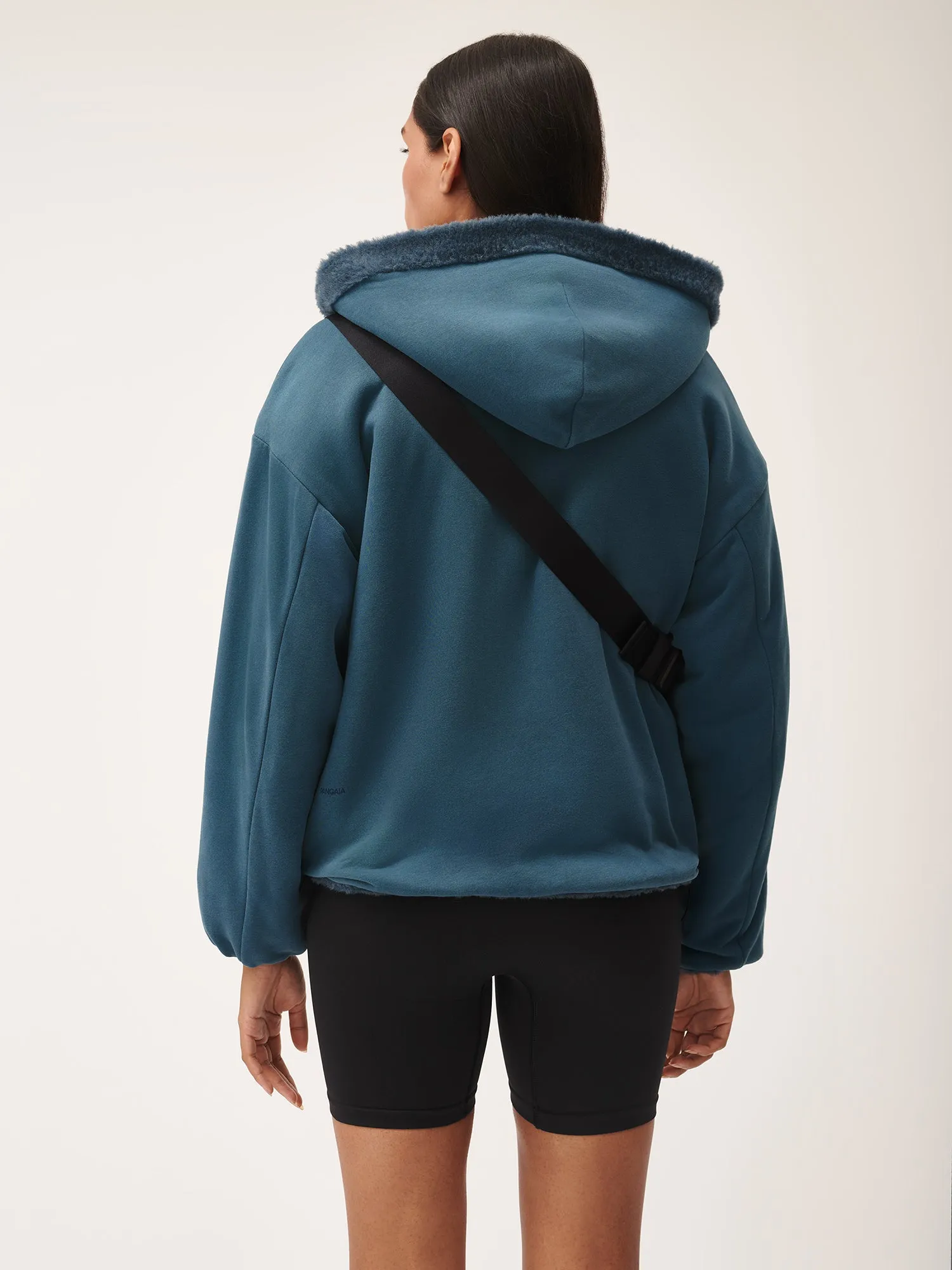 Womens Recycled Wool Fleece Reversible Bomber Jacket—storm blue sold by Pangaia product image thumbnail 5