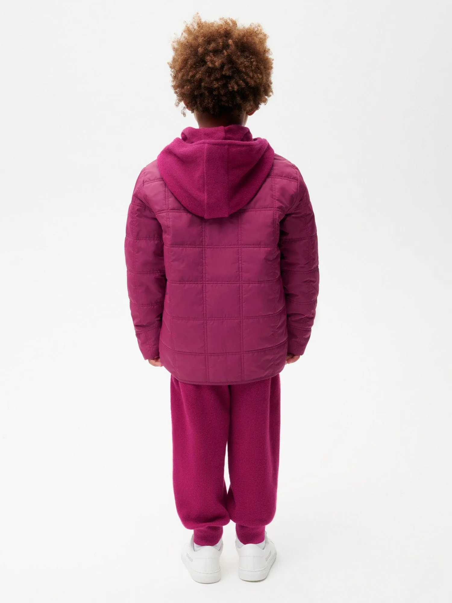 Kid’s Flower-Warmth Quilted Collarless Jacket—plum purple sold by Pangaia product image thumbnail 3