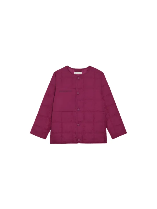 Kid’s Flower-Warmth Quilted Collarless Jacket—plum purple sold by Pangaia