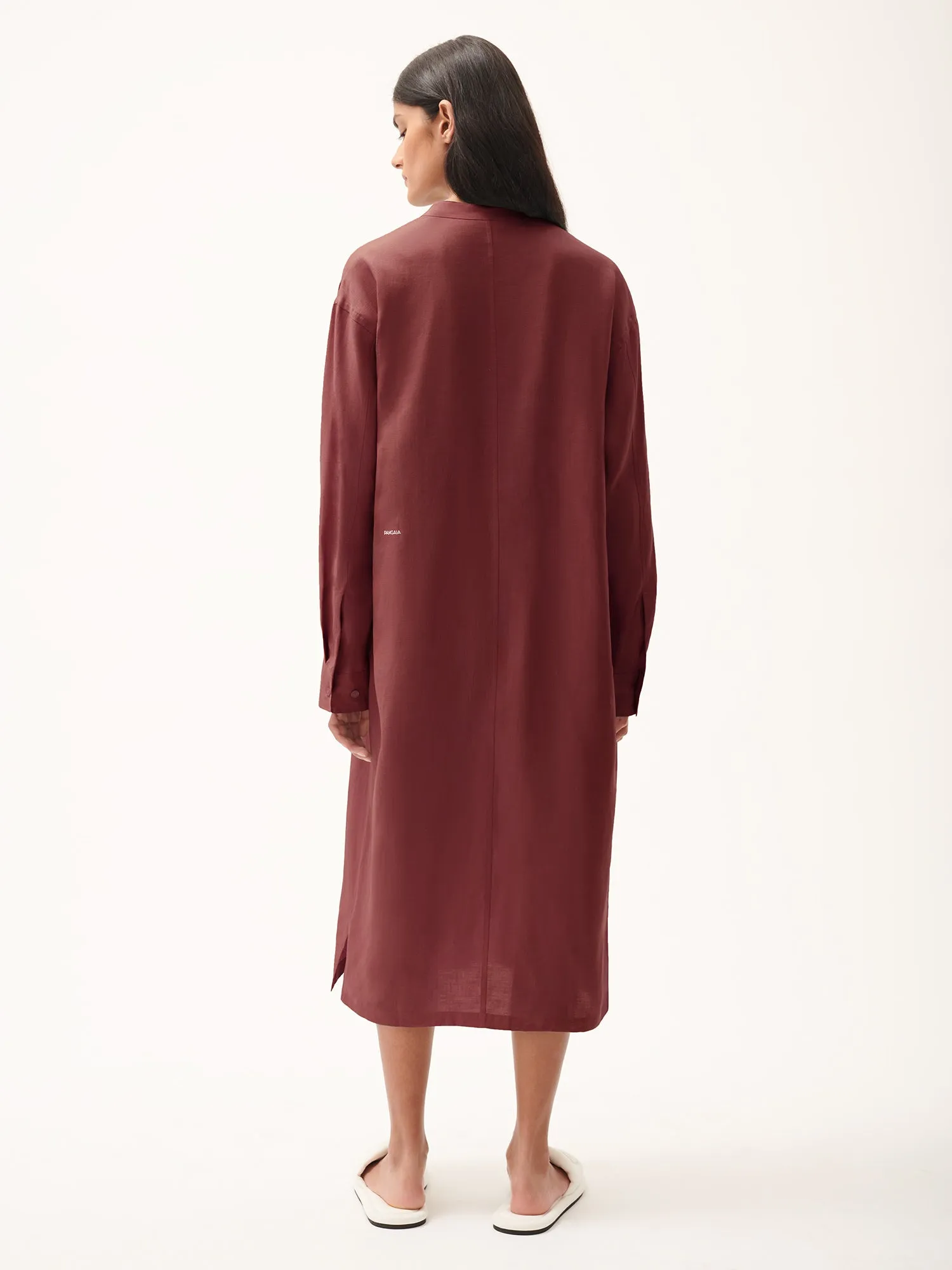 DNA Linen Mandarin Collar Dress—garnet red sold by Pangaia product image thumbnail 3