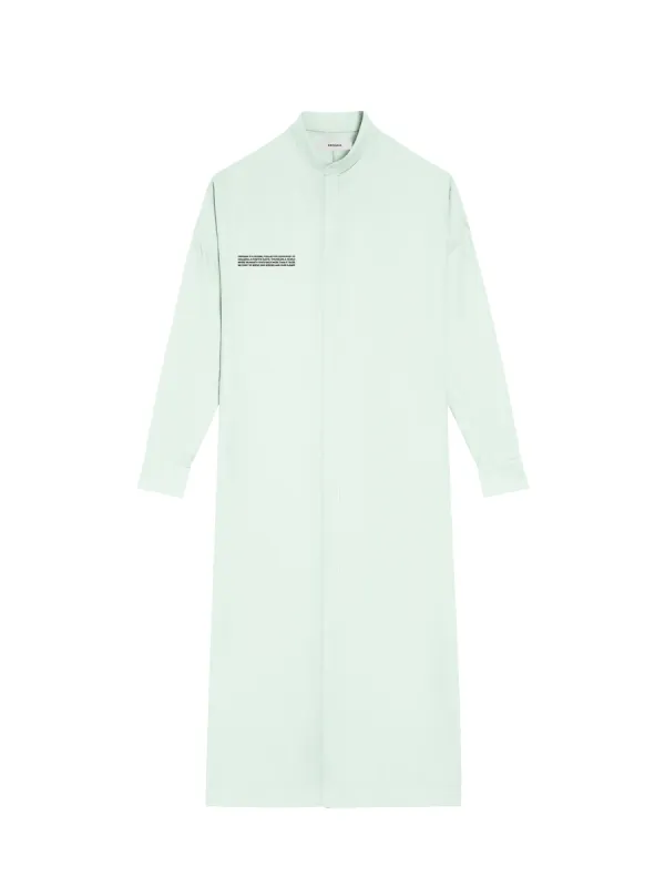 DNA Linen Mandarin Collar Dress—opal green sold by Pangaia