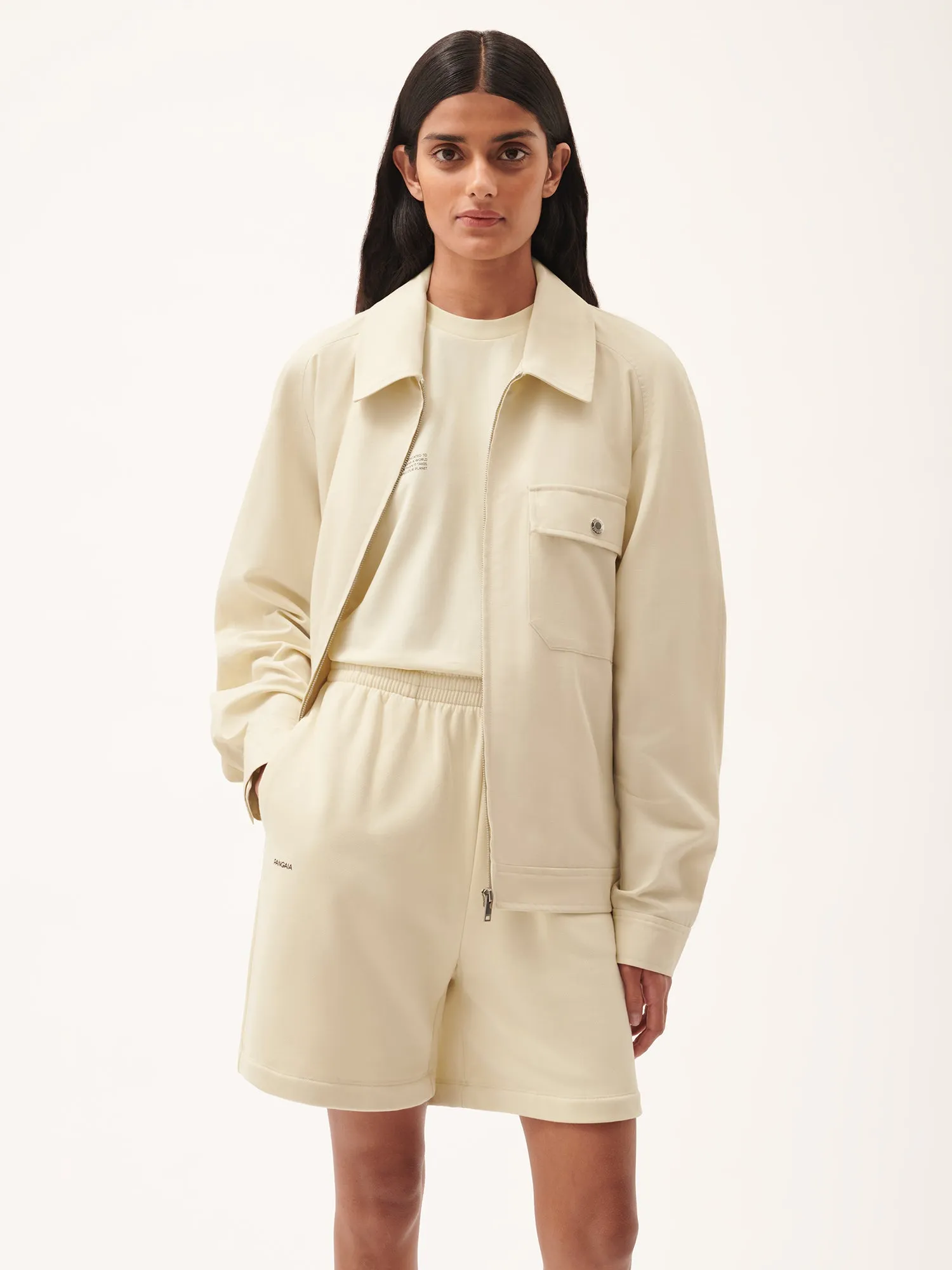 Womens DNA Cotton Linen Harrington Jacket—travertine beige sold by Pangaia product image thumbnail 2