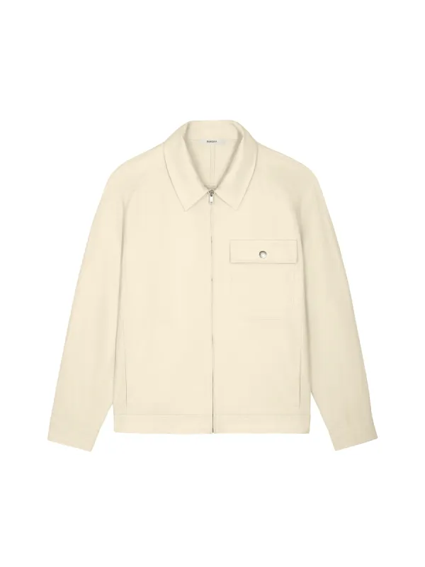 Womens DNA Cotton Linen Harrington Jacket—travertine beige sold by Pangaia