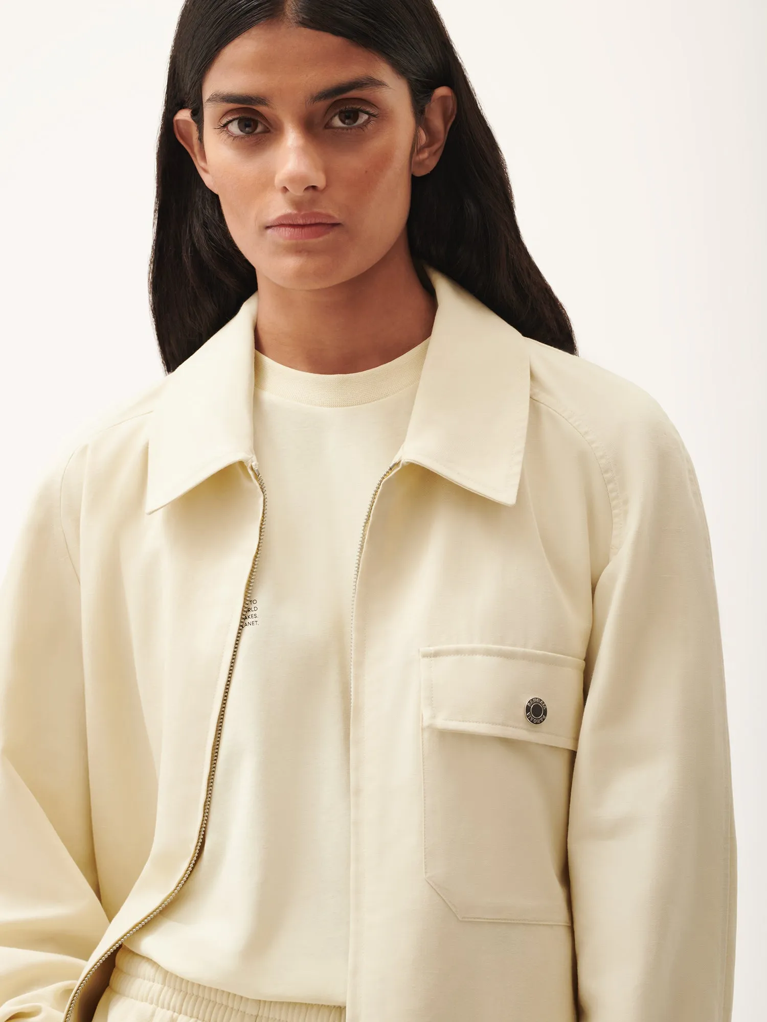 Womens DNA Cotton Linen Harrington Jacket—travertine beige sold by Pangaia product image thumbnail 4