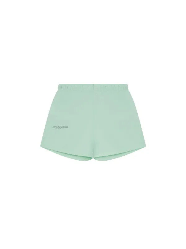 Womens Archive Cotton Pajama Loose Shorts—lagoon green sold by Pangaia