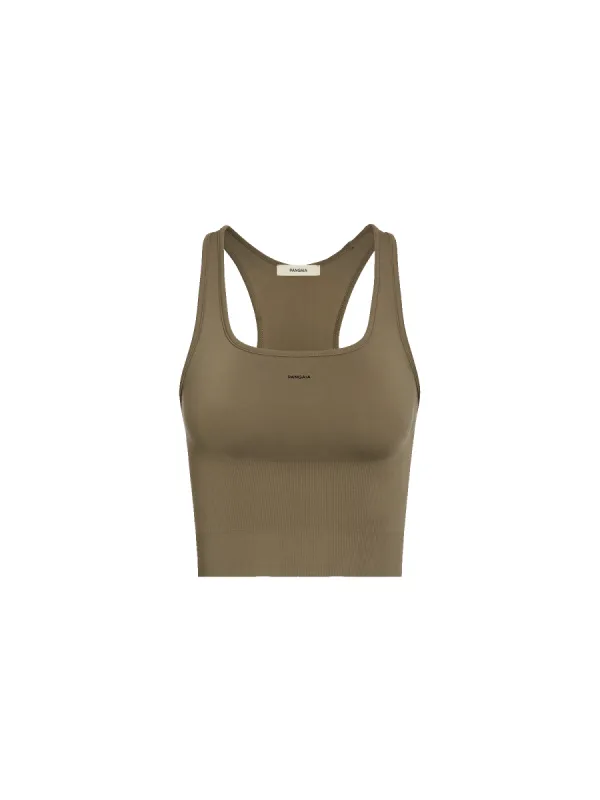 Womens Plant-Stretch Compressive Ribbed Tank Top—soil brown sold by Pangaia