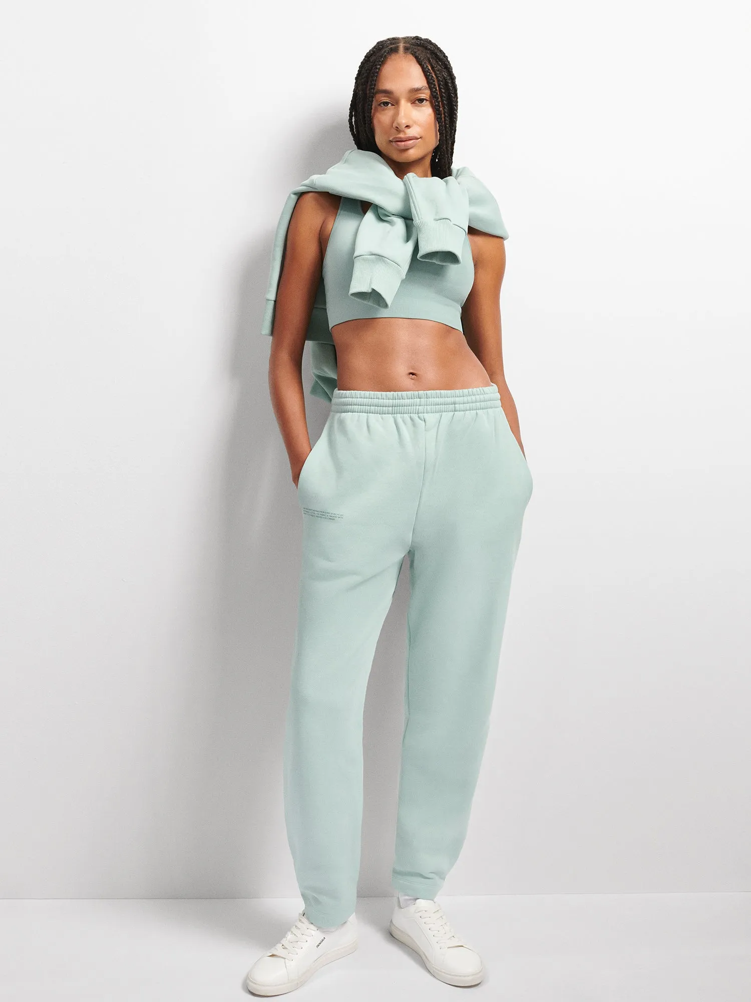 Womens DNA Barrel-Leg Track Pants—eucalyptus blue sold by Pangaia product image thumbnail 4