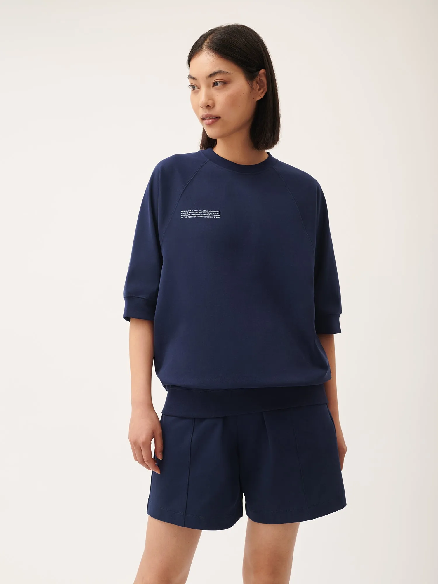 Womens DNA Double Jersey Short Sleeve Top—navy sold by Pangaia product image thumbnail 2