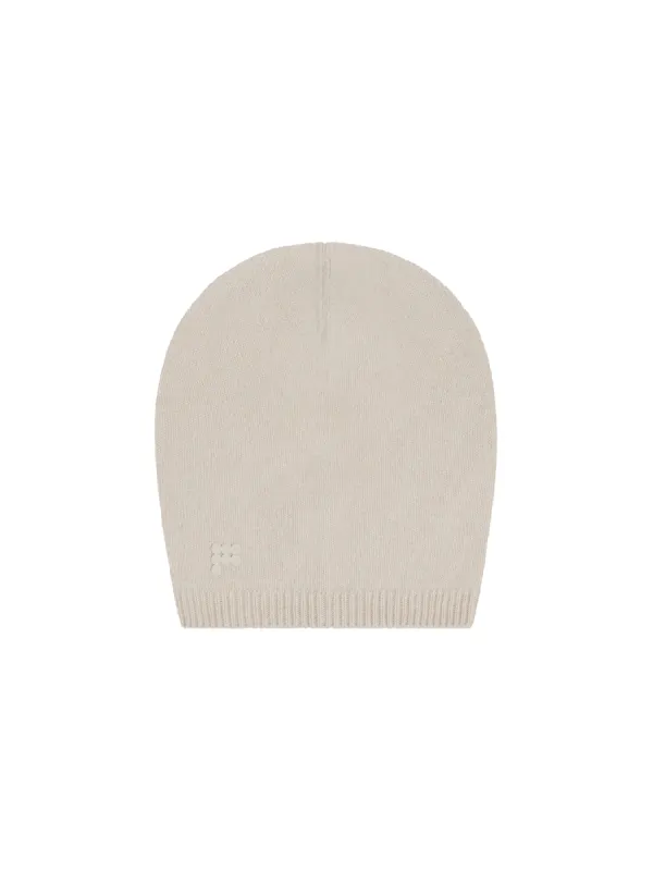 Recycled Cashmere Beanie—oatmeal sold by Pangaia
