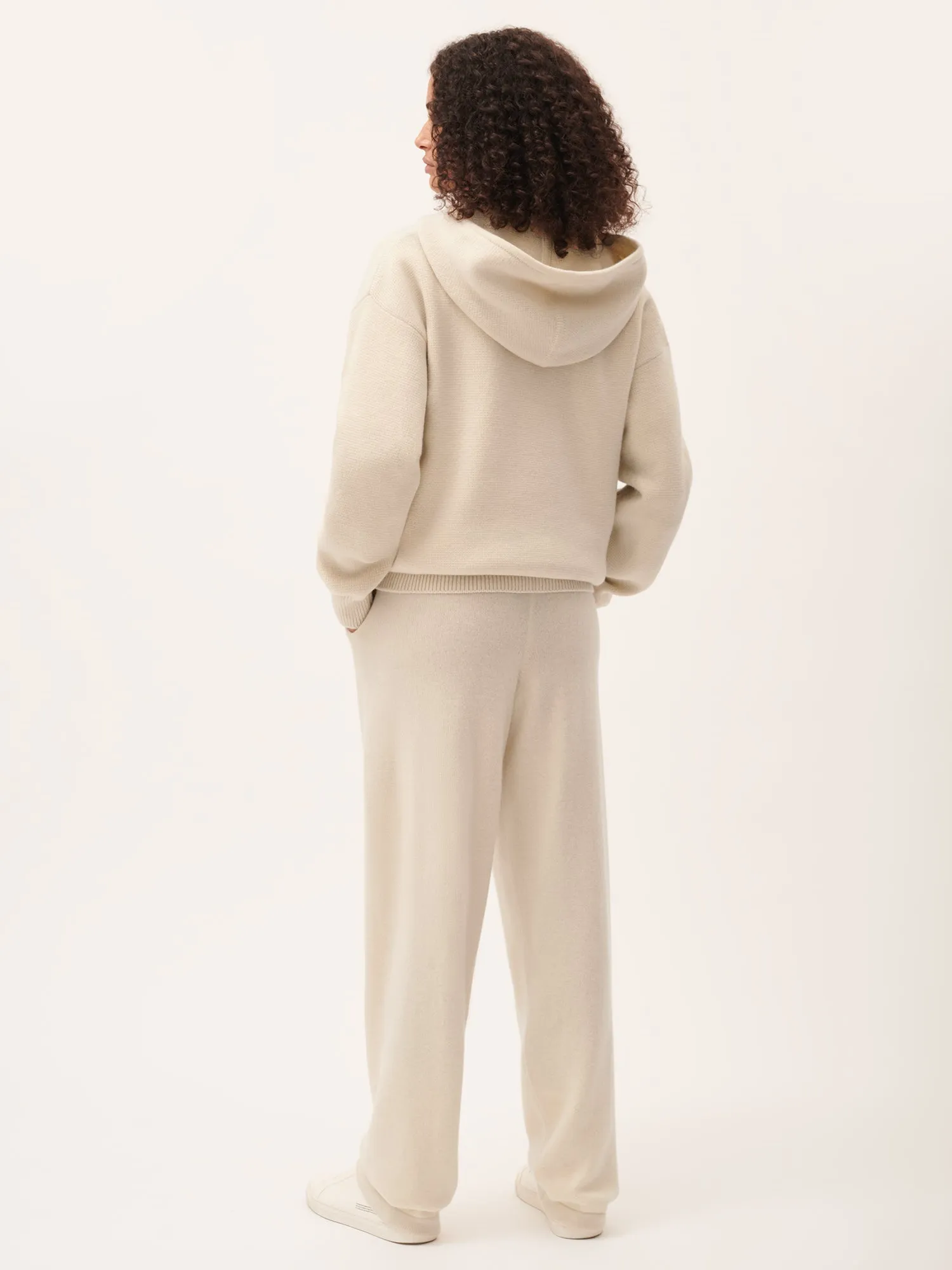 Womens Recycled Cashmere Tapered Track Pants—ecru ivory sold by Pangaia product image thumbnail 3