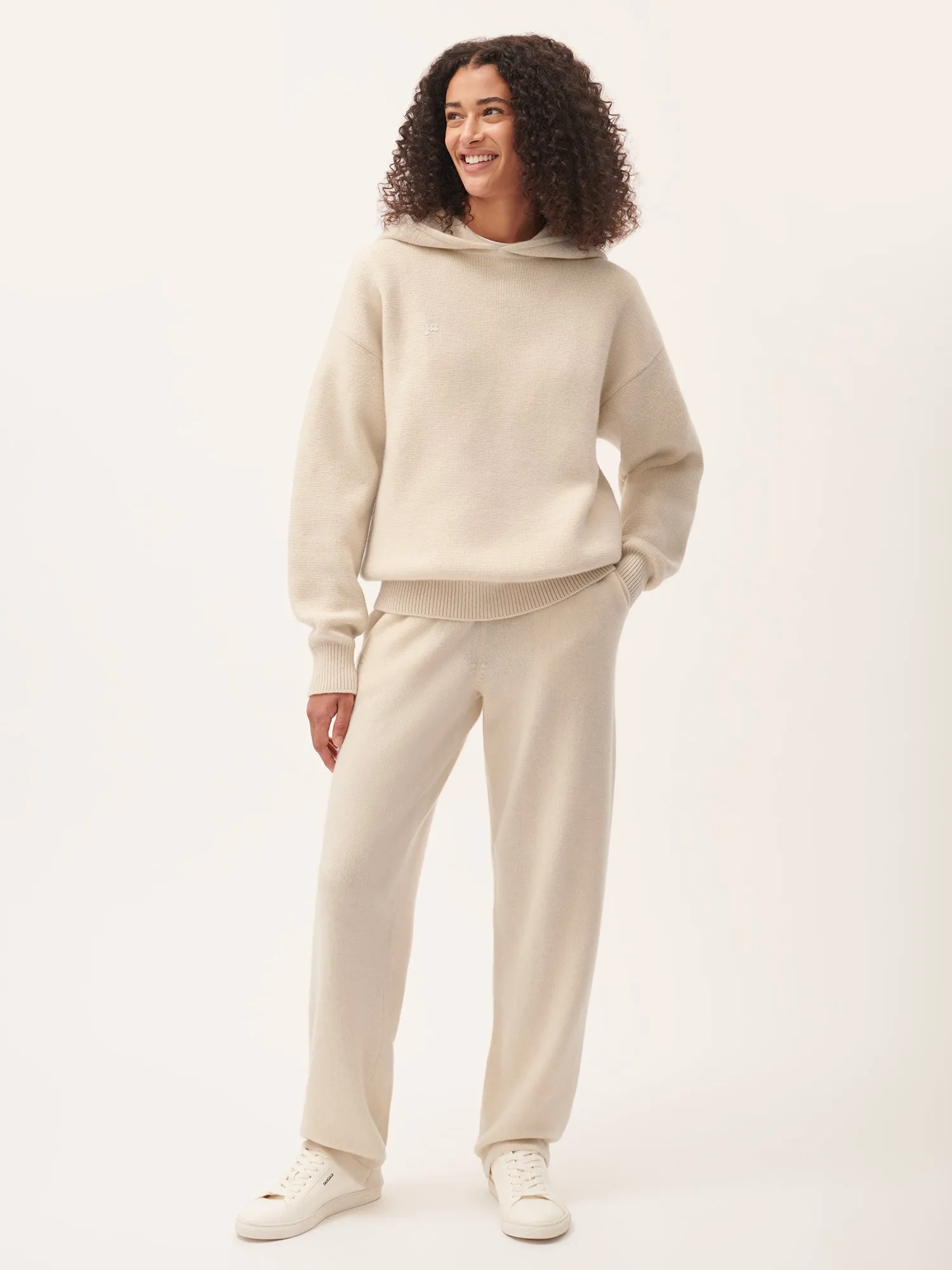 Womens Recycled Cashmere Tapered Track Pants—ecru ivory sold by Pangaia product image thumbnail 2