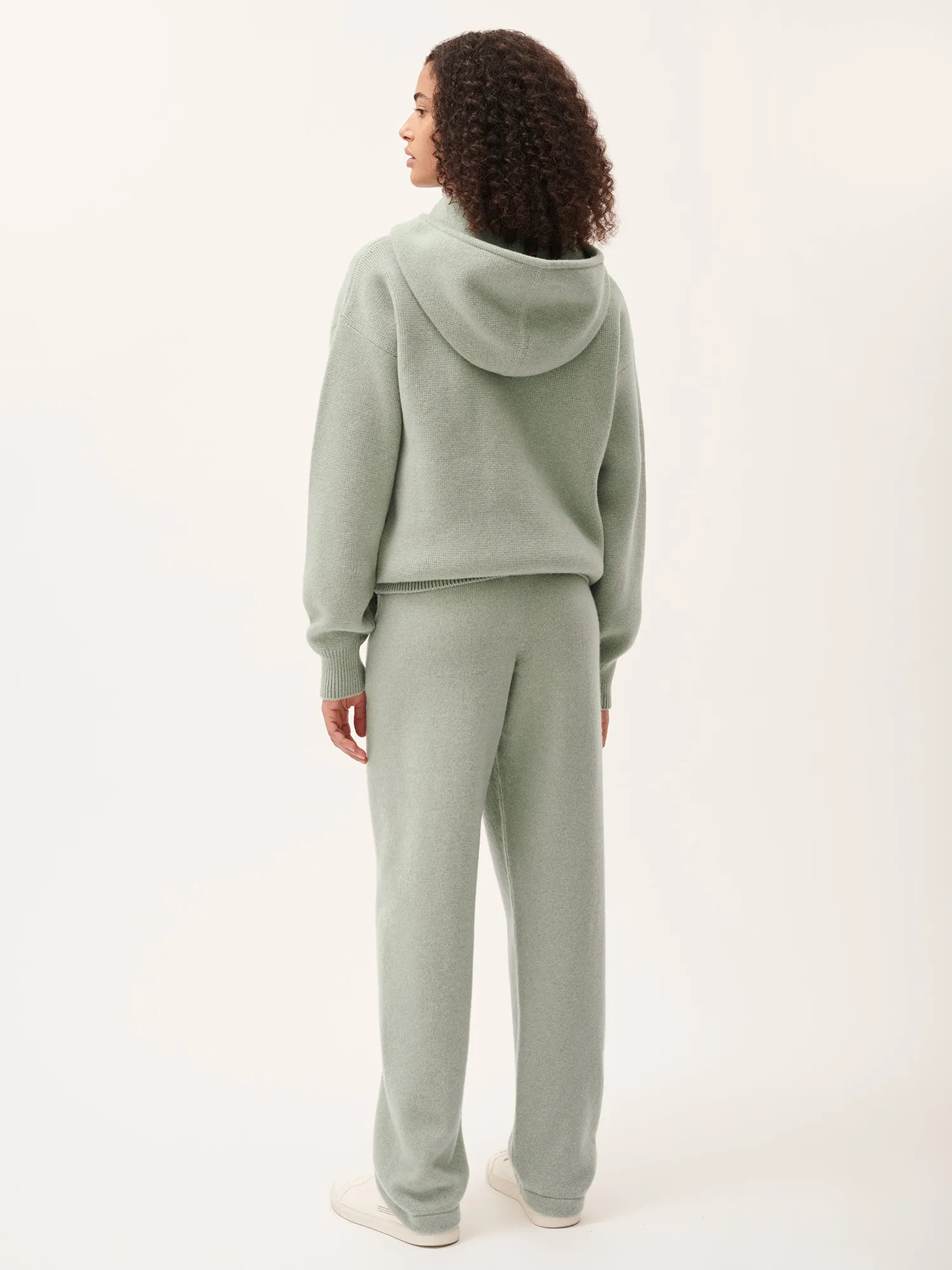 Womens Recycled Cashmere Tapered Track Pants—moss green sold by Pangaia product image thumbnail 3