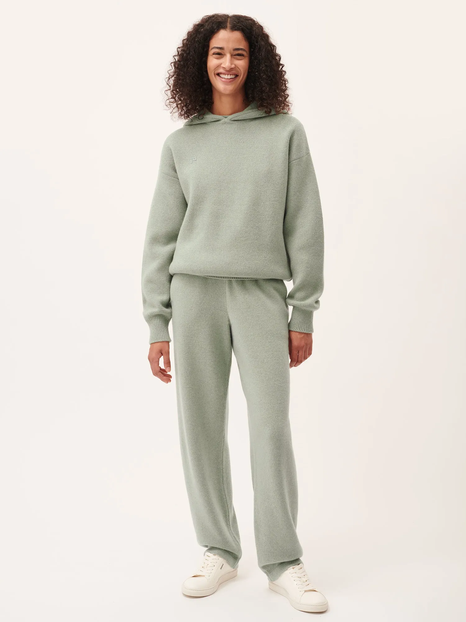 Womens Recycled Cashmere Tapered Track Pants—moss green sold by Pangaia product image thumbnail 4