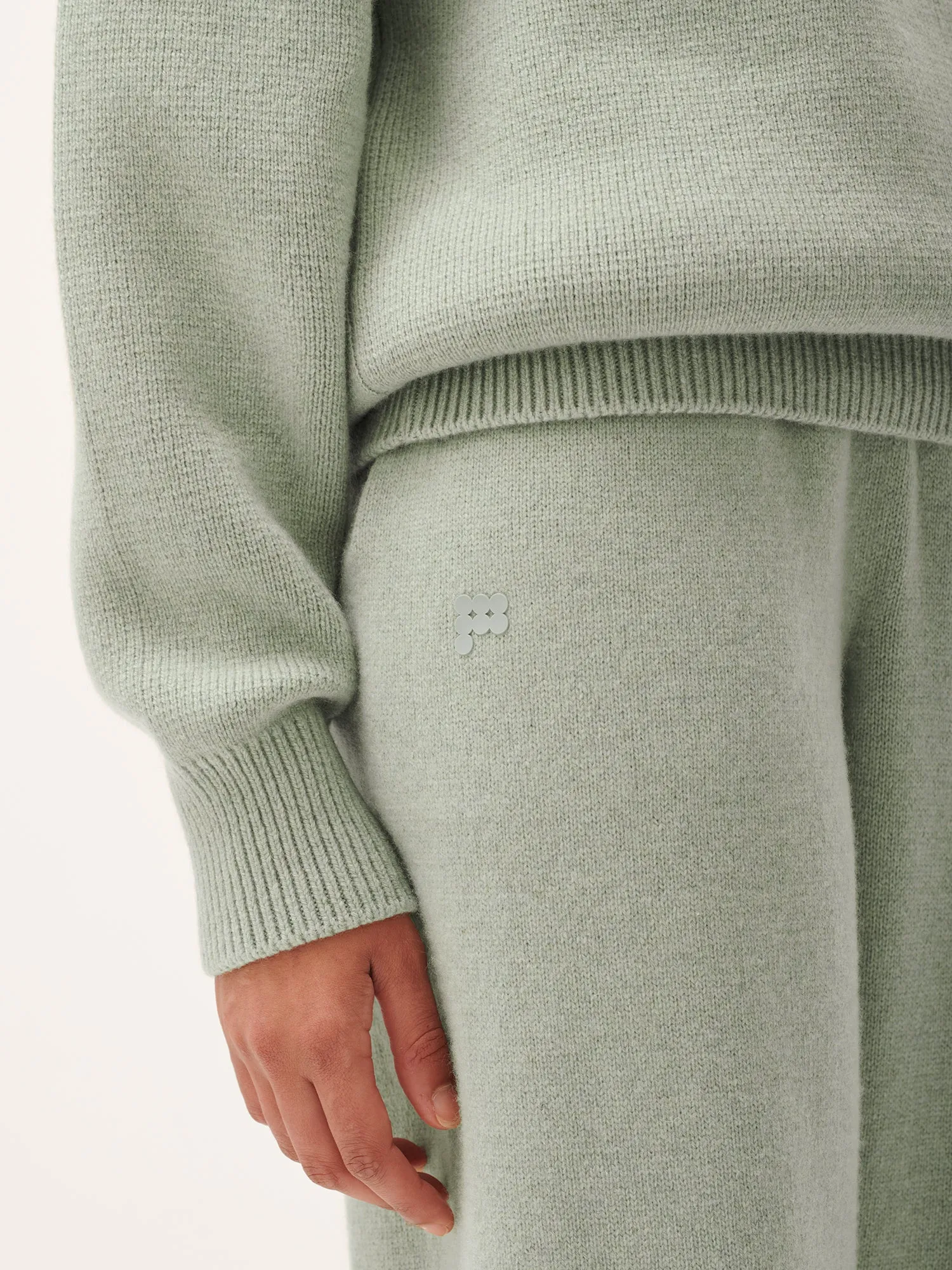 Womens Recycled Cashmere Tapered Track Pants—moss green sold by Pangaia product image thumbnail 2