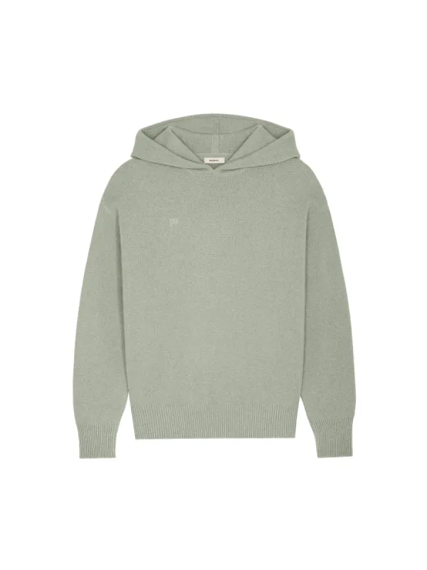 Womens Recycled Cashmere Hoodie—moss green sold by Pangaia