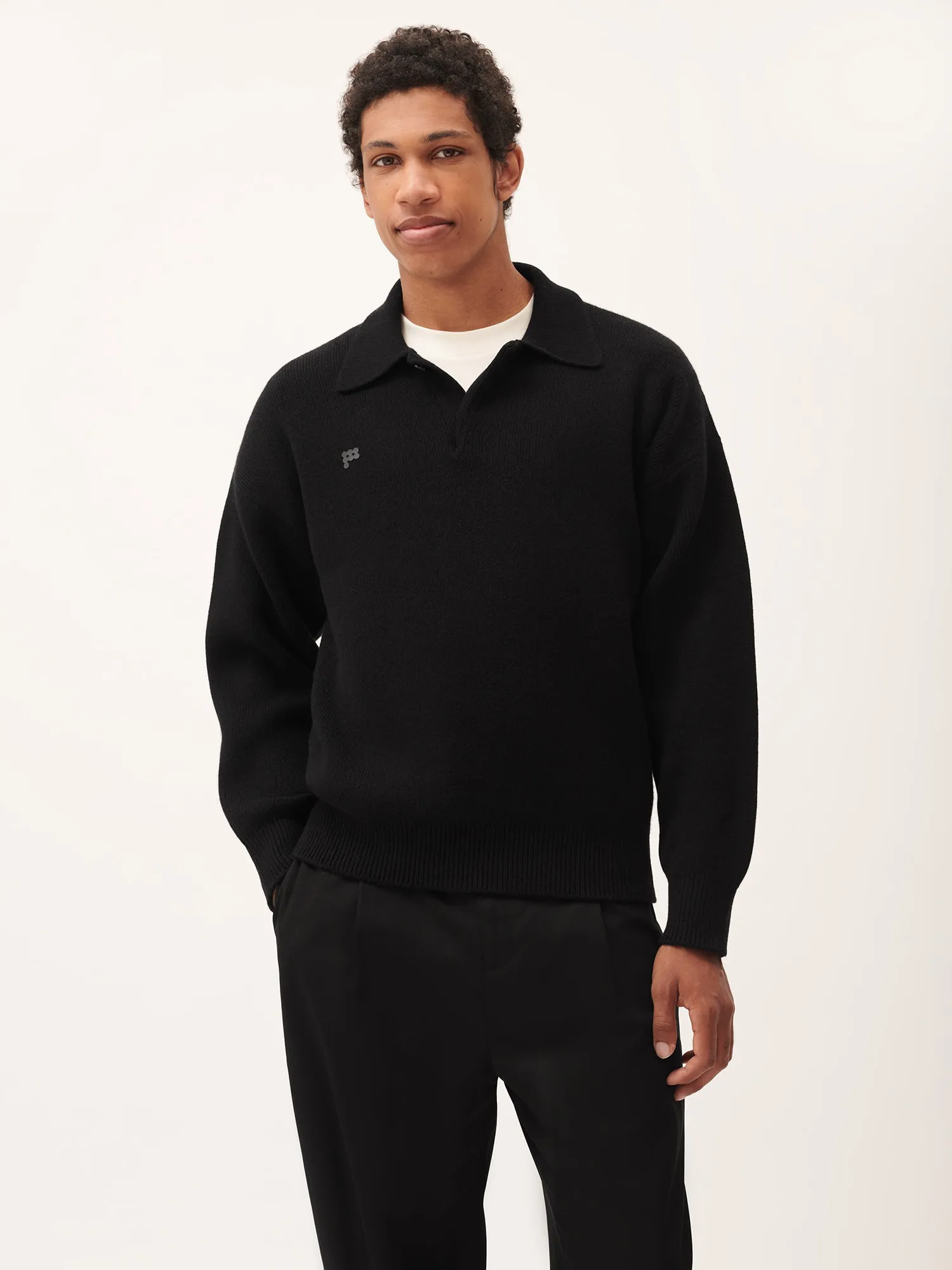 Womens Recycled Cashmere Polo Sweater—black sold by Pangaia product image thumbnail 3