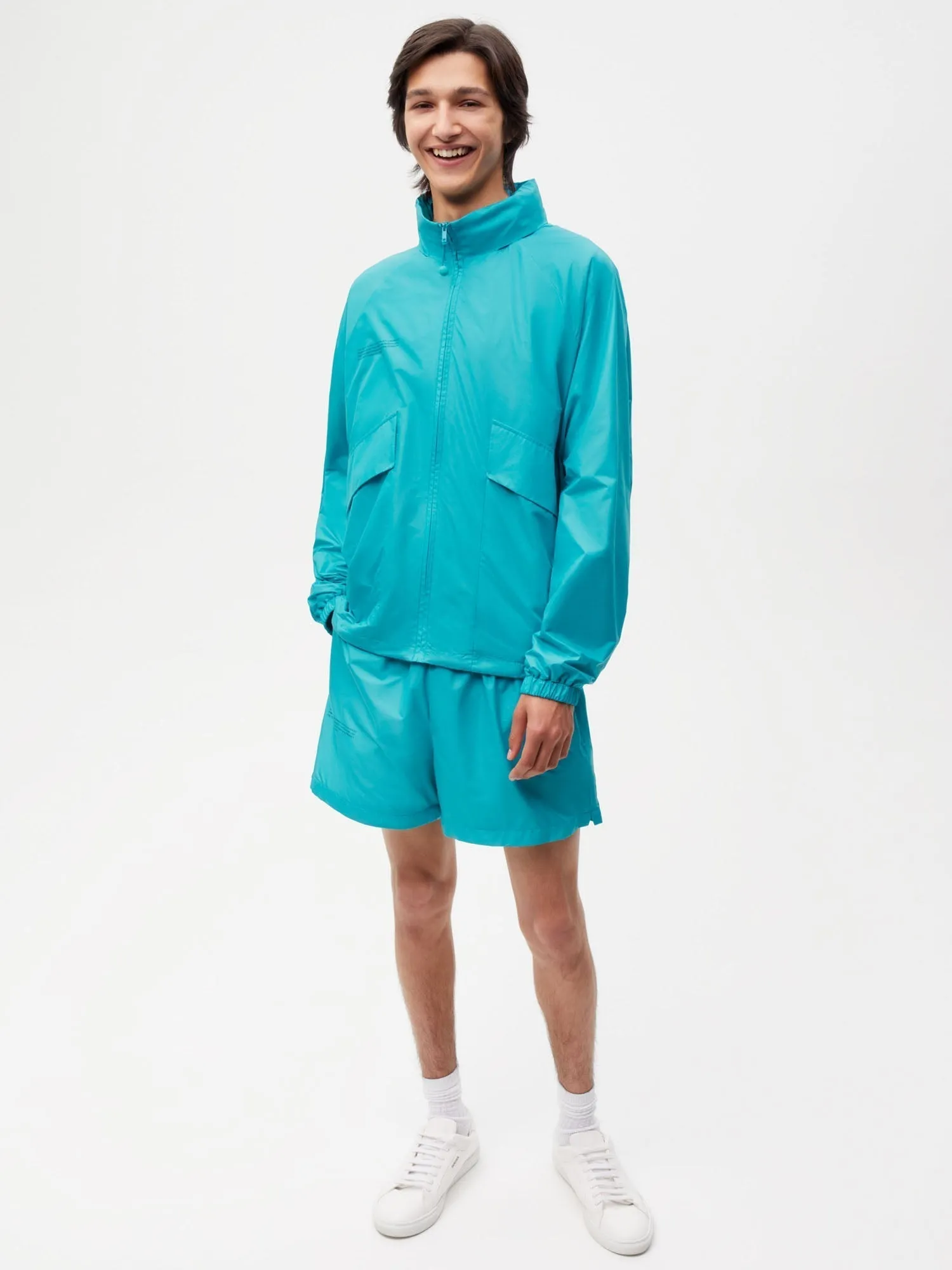 Mens Archive Enhanced Degradation Nylon Shorts—peacock blue sold by Pangaia product image thumbnail 2