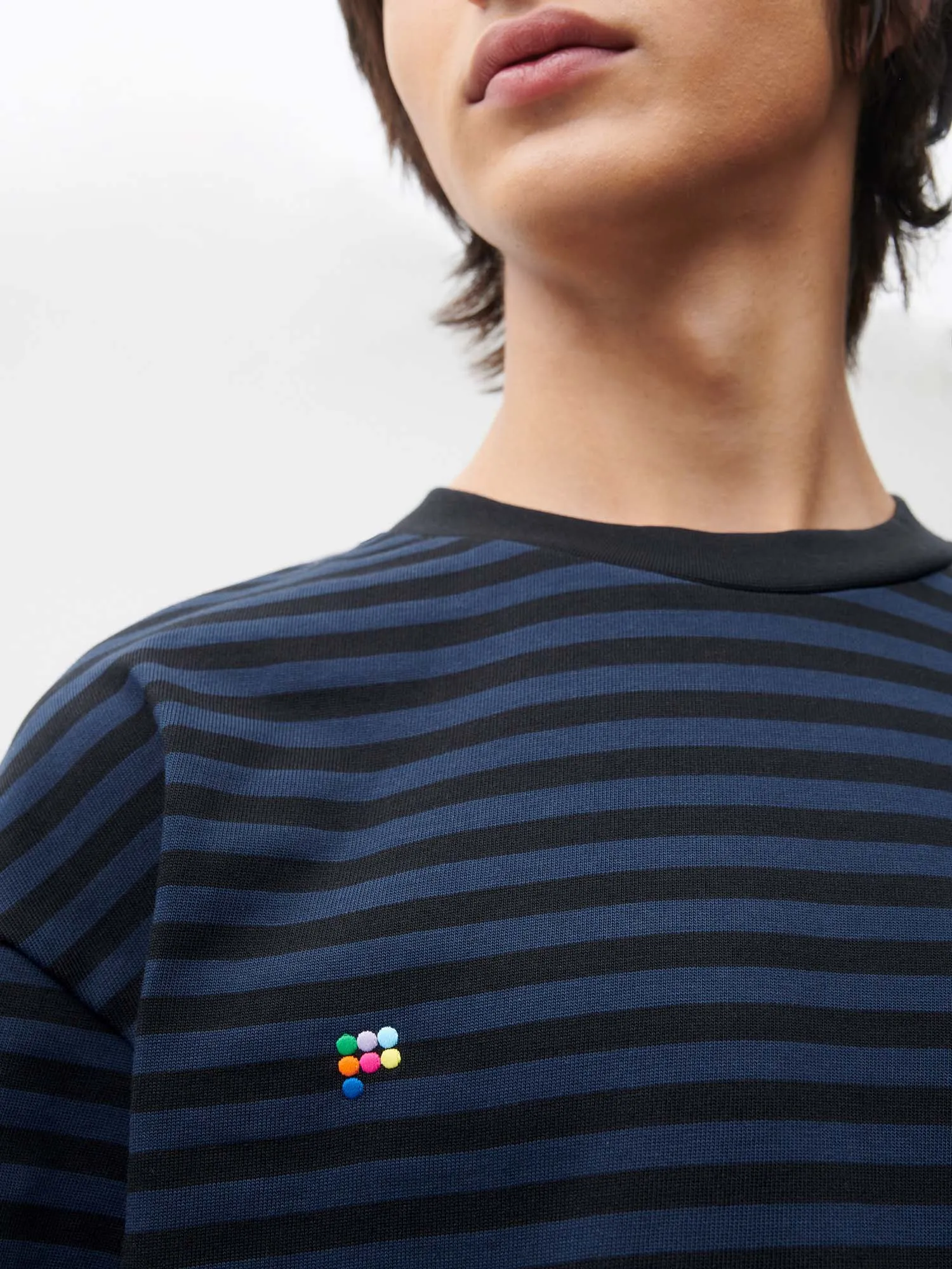 Mens Recycled Cotton Stripe Boxy T-shirt—black sold by Pangaia product image thumbnail 4