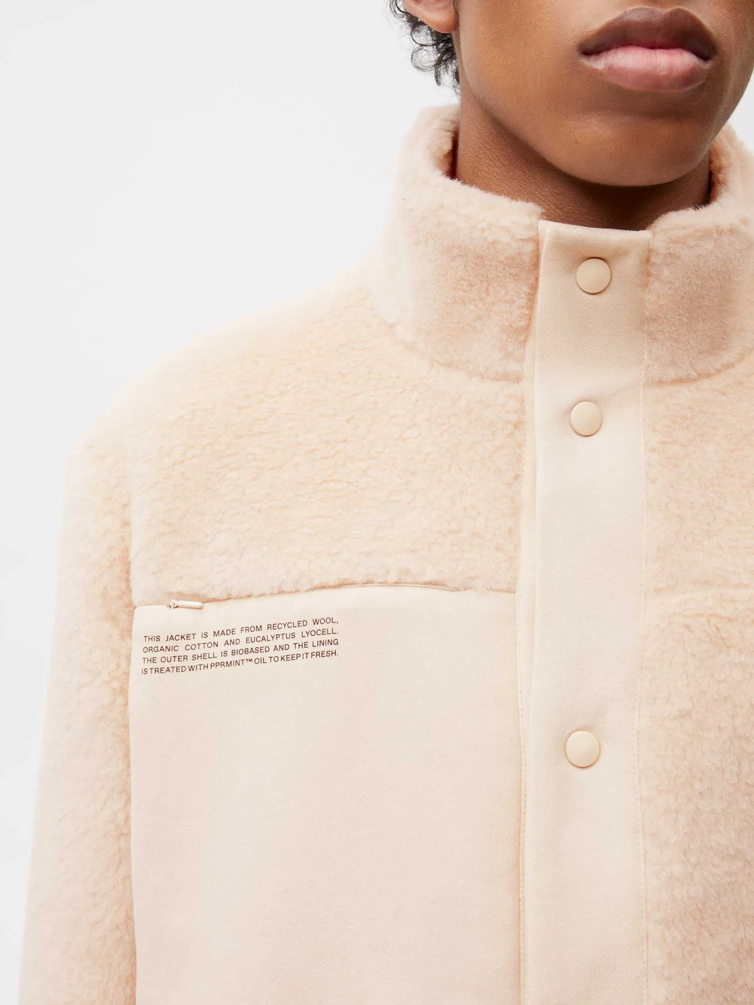 Mens Recycled Wool Fleece Jacket—sand sold by Pangaia product image thumbnail 3