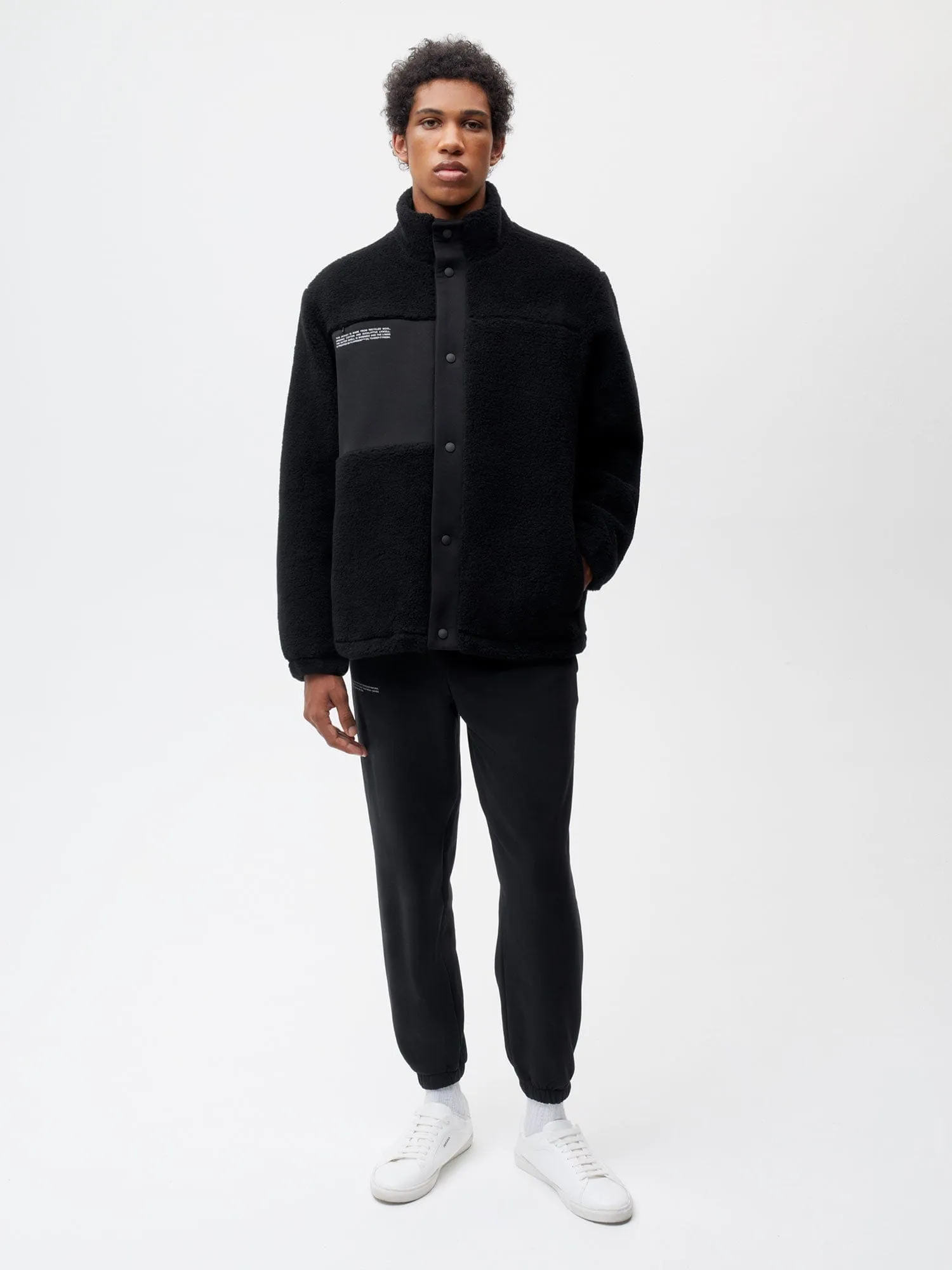 Mens Recycled Wool Fleece Jacket—black sold by Pangaia product image thumbnail 4