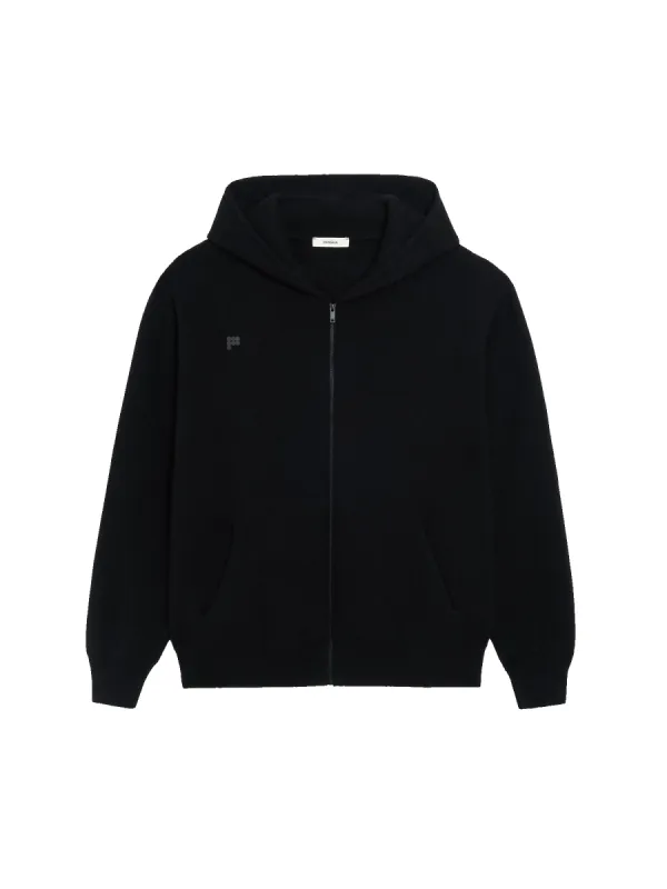 Mens Recycled Cashmere Zipped Hoodie—black sold by Pangaia