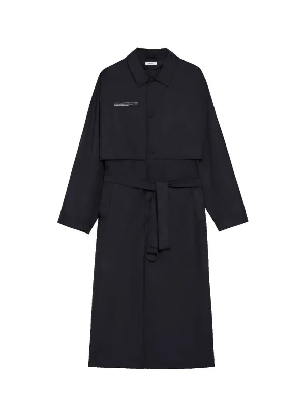 Mens Recycled Nylon Trench Coat—black sold by Pangaia