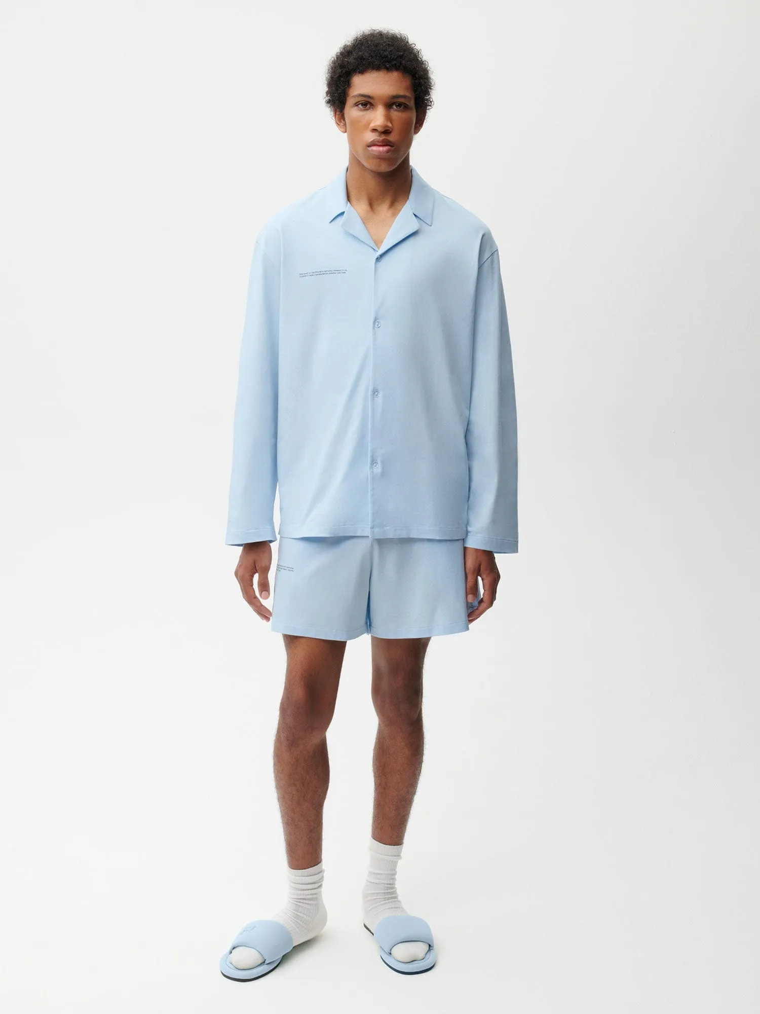 Mens Archive Cotton Pajama Loose Shorts—moonstone blue sold by Pangaia product image thumbnail 2