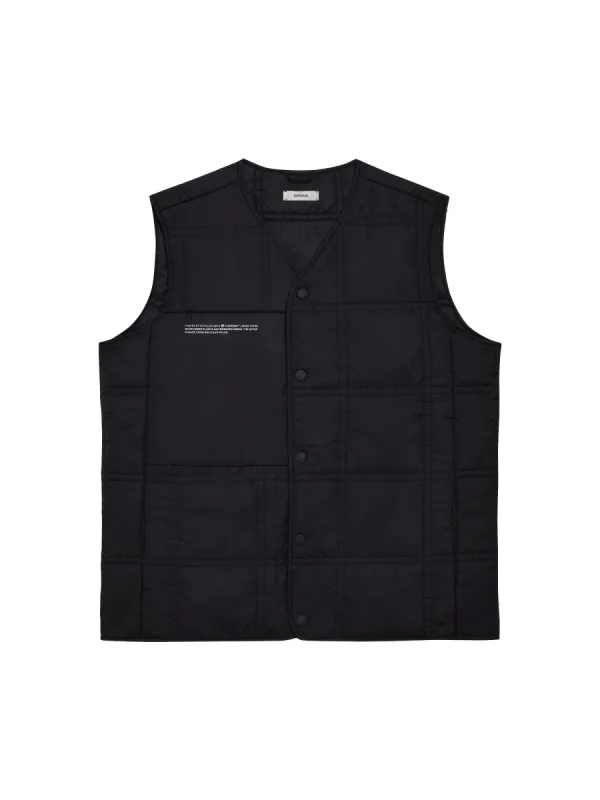 Mens Flower-Warmth Quilted Gilet—black sold by Pangaia