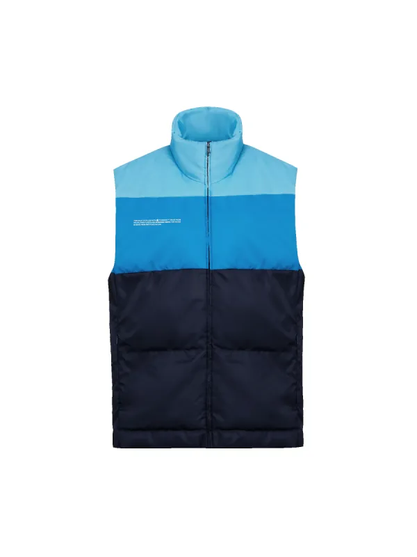Mens FLWRDWN™ Gilet—navy blue sold by Pangaia