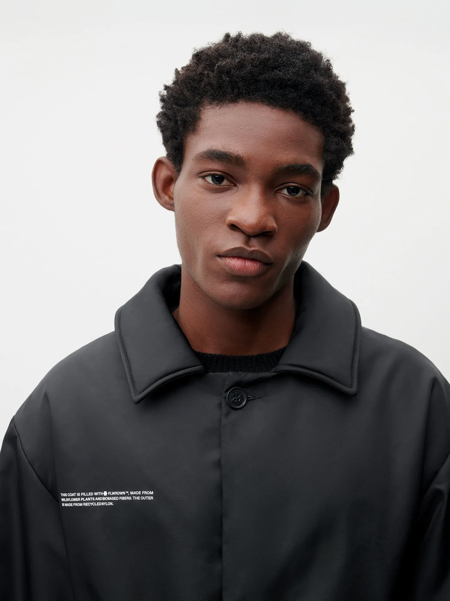 Mens Flower-Warmth Trench Coat—black sold by Pangaia product image thumbnail 3